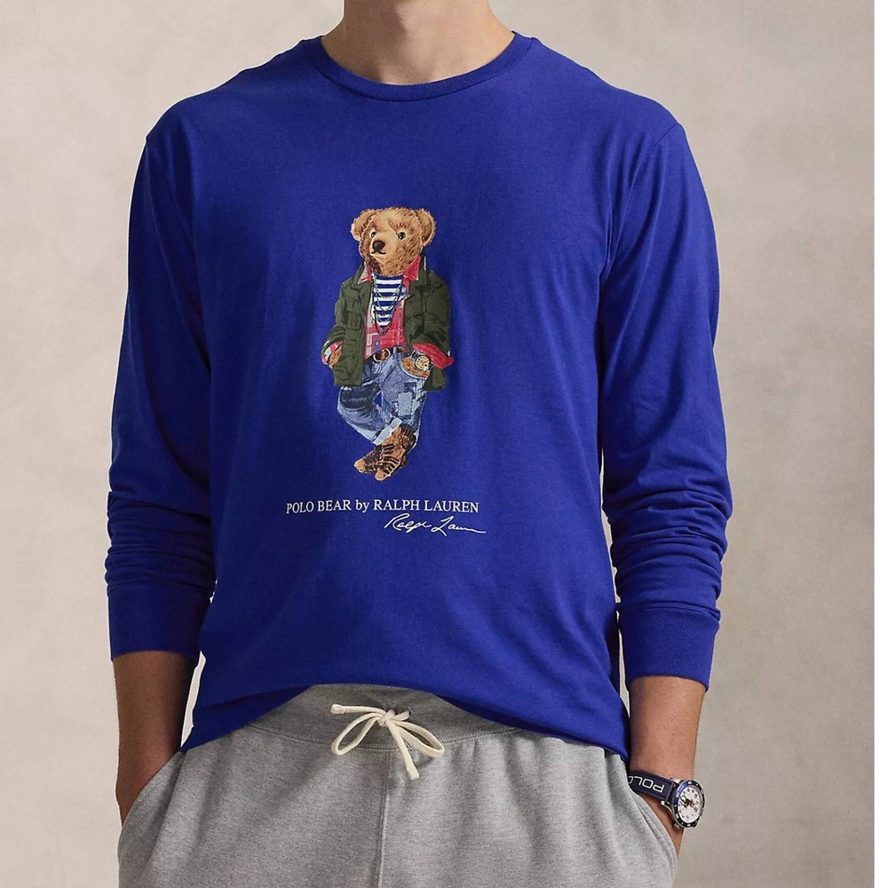 Polo Ralph Lauren Mens L/S Polo Signature Bear SZ 3X BIG BLUE T-SHIRT